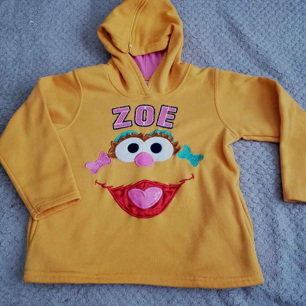 Vintage Sesame Street ZOE Character Face Hoodie 5T Back to School/Pics